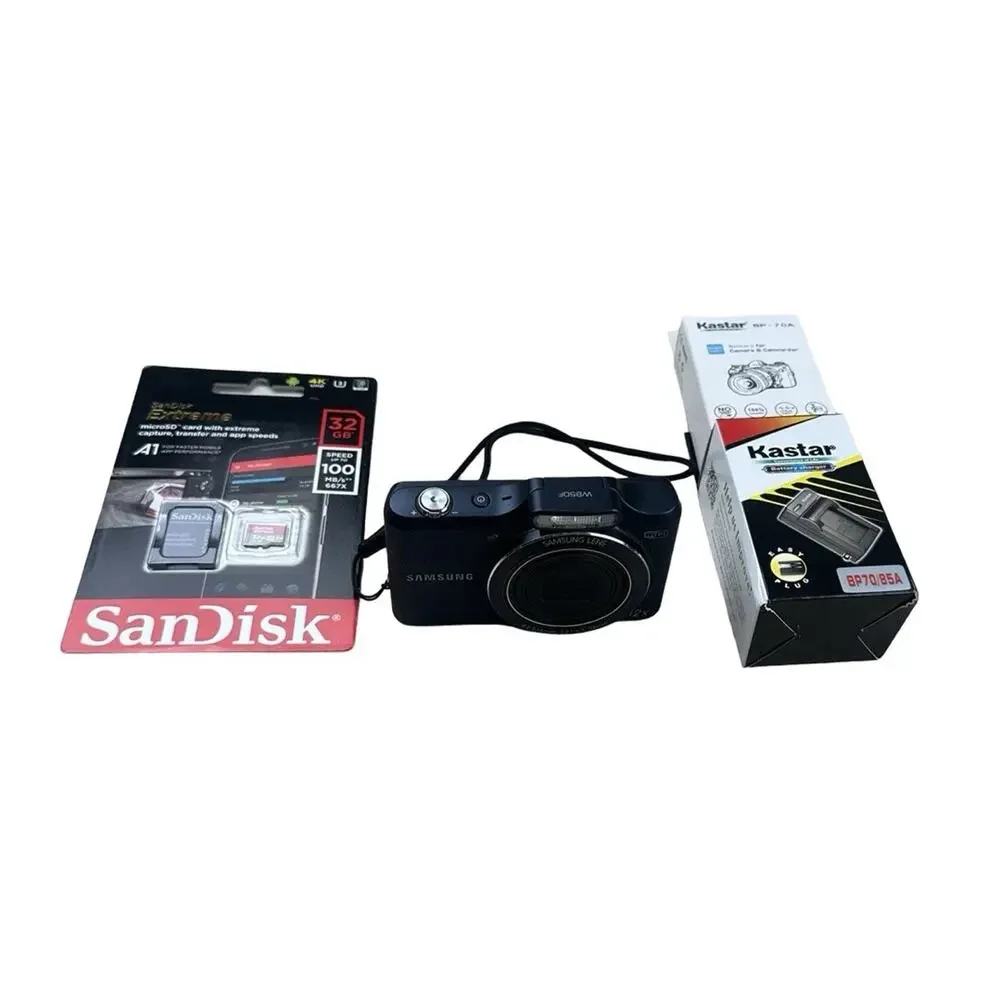 Samsung WB50F Black 16MP 12x Optical Zoom WIFI Digital Camera W/Battery SD Card